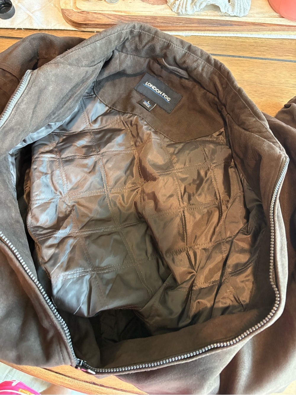 London Fog Men's Brown Suede Bomber Jacket - Picture 5 of 5